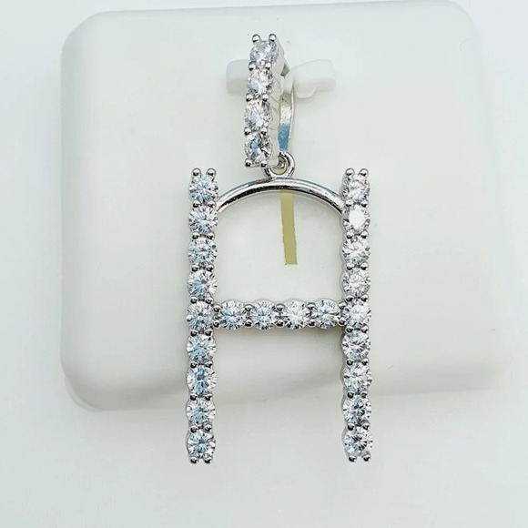 "925 Sterling Silver Cubic Zirconia Initial Pendant, UU1P6A6174 - Picture 1 of 11